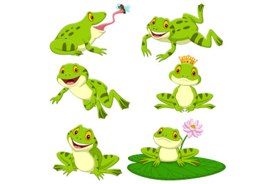 Cute frog cartoon collection set