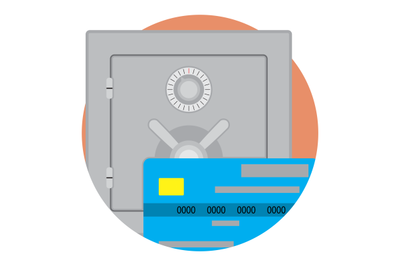 Safe money on credit card icon vector