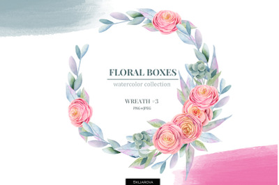 Floral boxes collection. Wreath #3