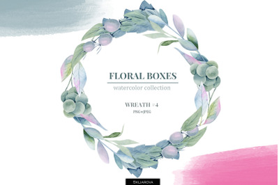 Floral boxes collection. Wreath #4