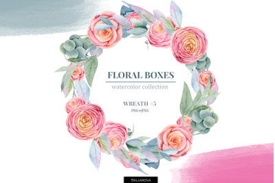 Floral boxes collection. Wreath #5