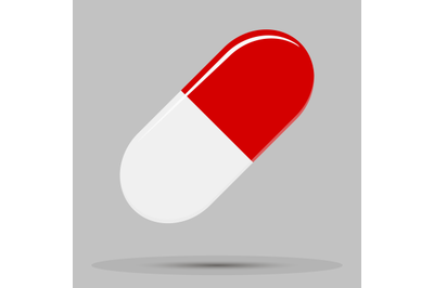 Capsule tablet red white vector