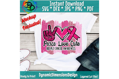 Peace Love Cure svg, Breast Cancer svg, Breast Cancer Ribbon, Cancer S