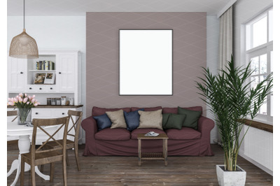 Interior scene - artwork background - frame mockup