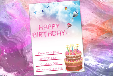 Happy Birthday Card, Party Card, Digital Download
