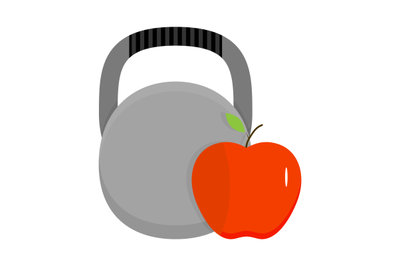 Kettlebell and apple