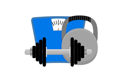 Lose weight. Dumbbells, kettlebell and scales