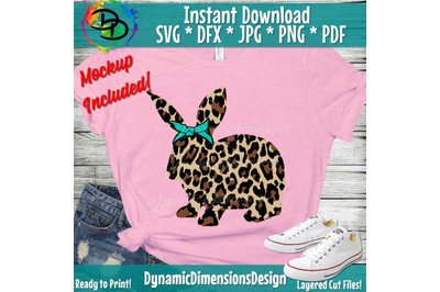 Leopard Print Bunny SVG&2C; Girl Easter Cut File&2C; Rabbit Design&2C; Cute Kid