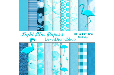Blue Digital Scrapbook Papers -18 Digital Papers