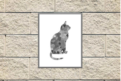 Cat Silhouette, Cat Poster, Cat Printable, Cat Wall
