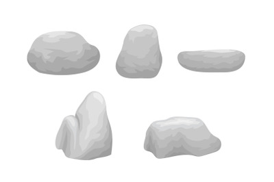 Vector illustration of rocks and stones, isolated natural elements in