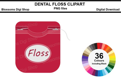 Dental Floss Sticker Clipart, 36 files, multi colours