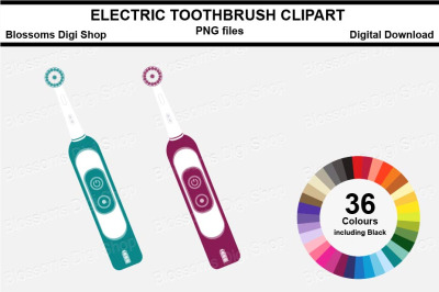 Electric Toothbrush Sticker Clipart, 36 files, multi colours