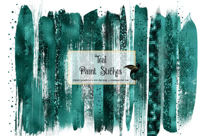 Teal Brush Strokes Clipart