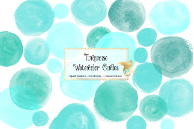 Turquoise Watercolor Circles Clipart