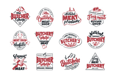 Set of retro butchery badges