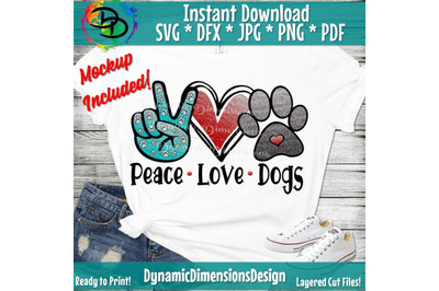 Peace Love Dogs svg, Paws, Dog SVG, Dog Treat SVG, Dog Decal, Dog sticker, decal, wall art Cut Files Silhouette Studio Cricut cricut Svg