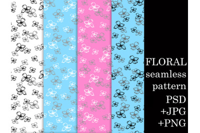 Floral pattern #1: seamless pattern based on hand drawn flowers illust