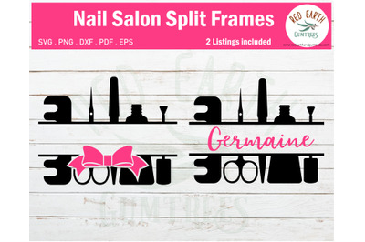 Nail tech split monogram frame SVG,nail salon monogram frame SVG,nail