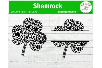 St. Patrick&#039;s day decorated shamrock SVG,St Patty split monogram frame