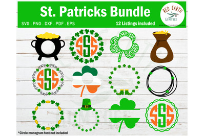 St Patricks day monogram frames bundle SVG,leprechaun,shamrock,Celtic