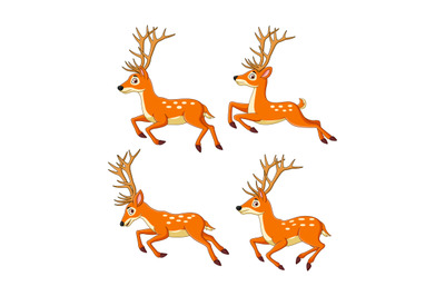 Set of Reindeer cartoon isolated on white background