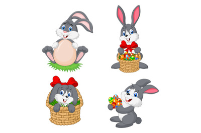 Cartoon rabbit easter collection set