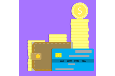 Money concept credit card, wallet and coin