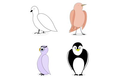 Cartoon set bird character