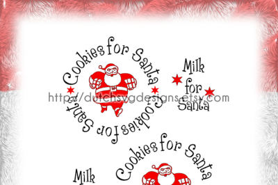 Cutting file Cookies for Santa/Milk for Santa with clipart and stars, in Jpg Png SVG EPS DXF, for Cricut & Silhouette, christmas xmas, Père noël