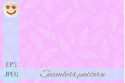 White ice cream on pink seamless pattern