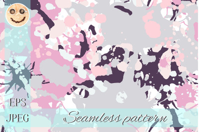 Pink, grey, white, purple ink camouflage seamless pattern