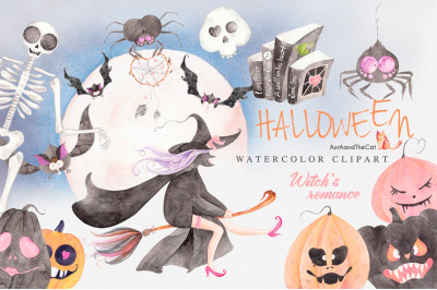 HALLOWEEN WITCH&#039;S ROMANCE clipart