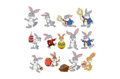 Cartoon rabbit easter collection set