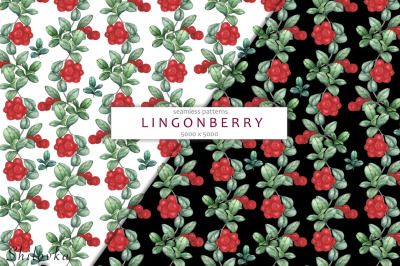 Lingonberry 1. Watercolor patterns