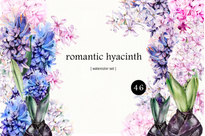 Watercolor Romantic Hyacinths Set