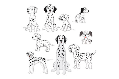 Cartoon cute dalmatian dog collection set
