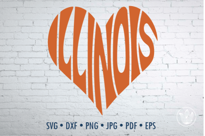 Illinois heart, Svg Dxf Eps Png Jpg, Cut file