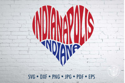 Indianapolis Indiana heart, Svg Dxf Eps Png Jpg, Cut file