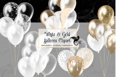 White and Gold Balloons Clipart