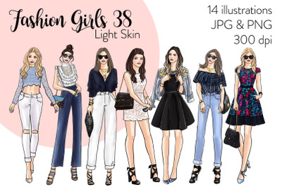 Watercolor Fashion Clipart - Fashion Girls 38 - Light Skin