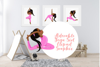Adorable Afro Yoga Girl Bundle Clipart