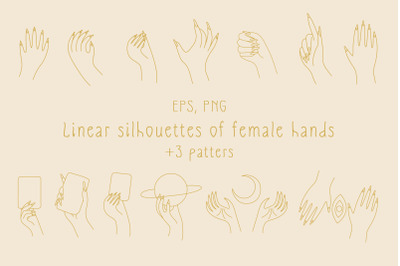 Linear silhouettes of female hands