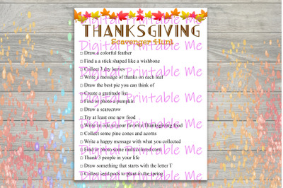 Thanksgiving Scavenger Hunt Printable&2C; Kids Activity&2C; fall Game&2C; Downl