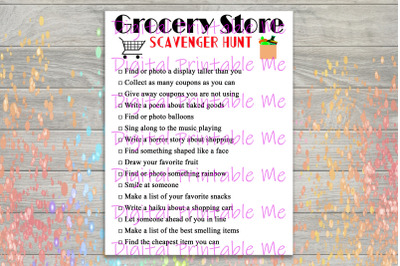 Grocery Store Scavenger Hunt Printable, Kids Activity, Shopping Game,