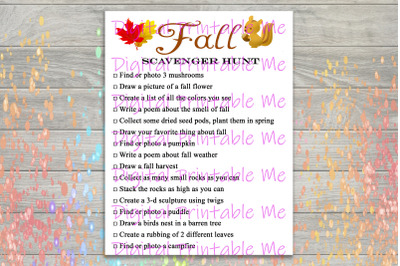 Fall Scavenger Hunt Printable, Kids Activity, outdoor Game, Download,