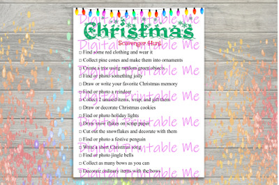 Christmas Scavenger Hunt Printable, Kids Activity, indoor outdoor Game