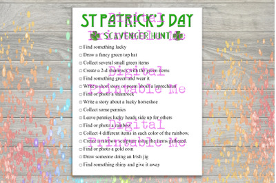 St Patrick&#039;s Day Scavenger Hunt Printable, Kids Craft, St Pattys Game,