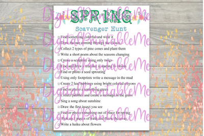 Spring Scavenger Hunt Printable, Kids Craft, Outdoor Game, Download, P