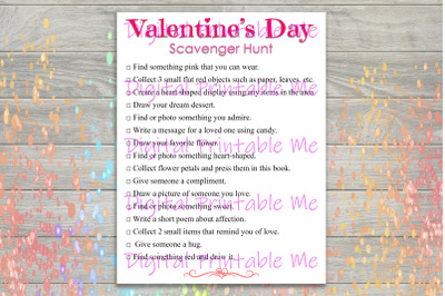 Valentine&#039;s Day Scavenger Hunt Printable, Kids Activity, Game, Downloa